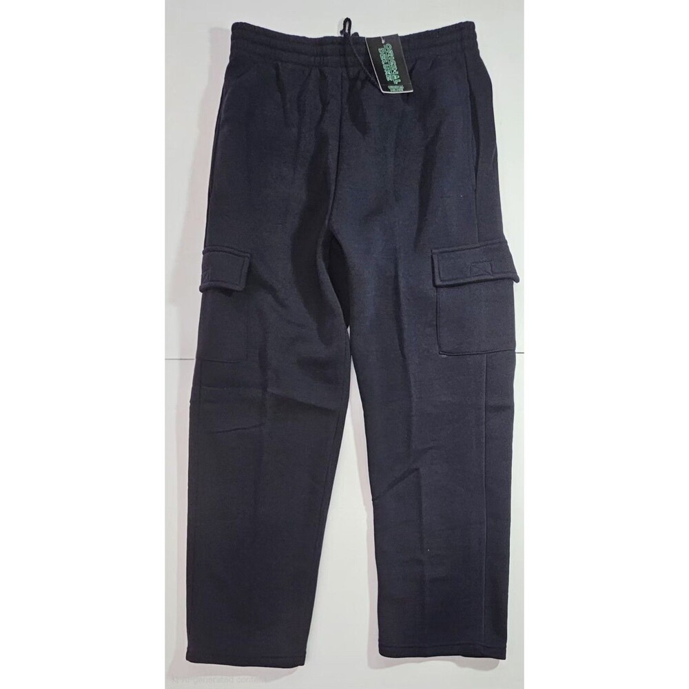 NWT Original Deluxe Men’s Fleece Cargo Sweatpants Navy Blue Size L HK93295